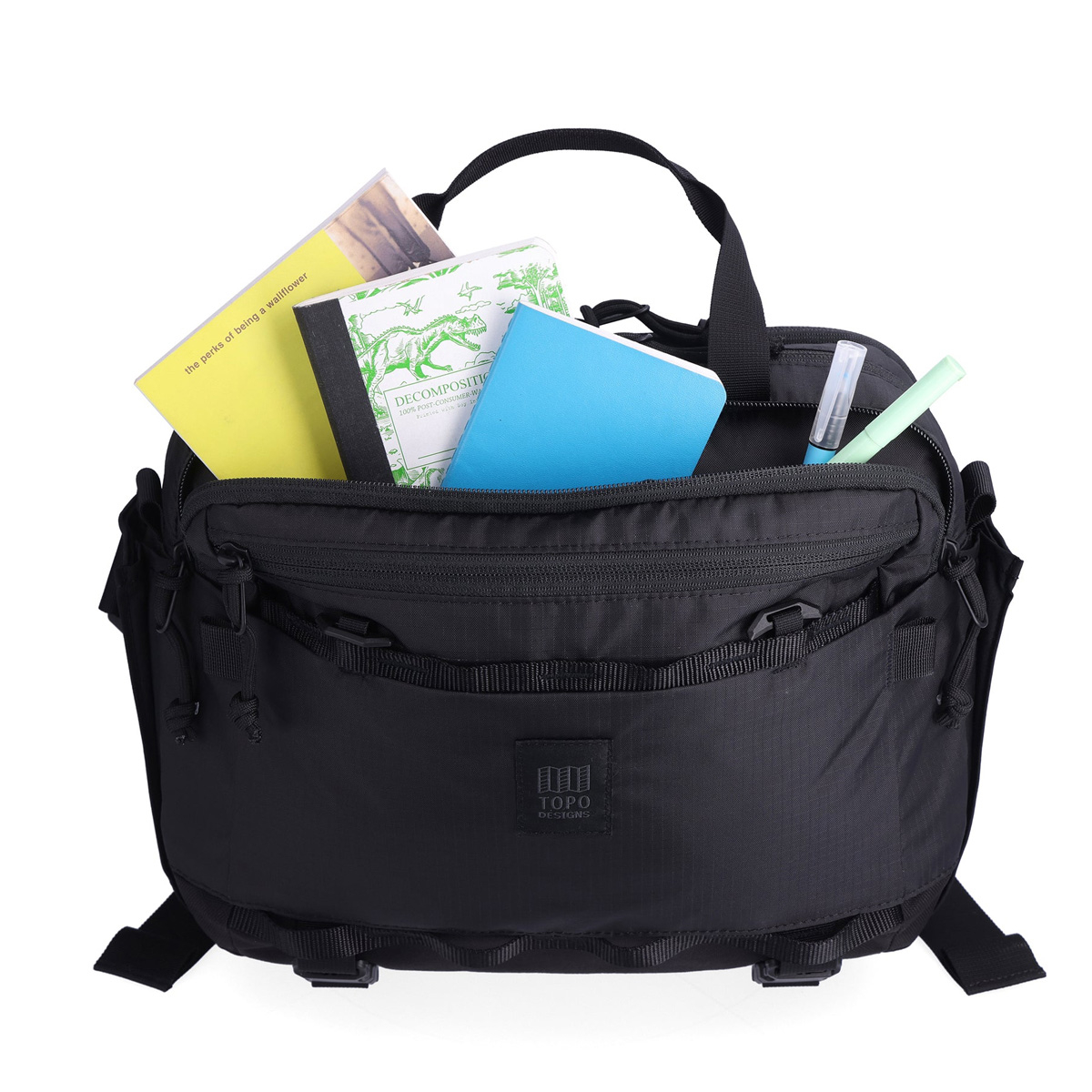 Topo Designs Mountain Cross Bag Black, ideale Slingtasche im Messenger-Stil für den täglichen Gebrauch und vieles mehr