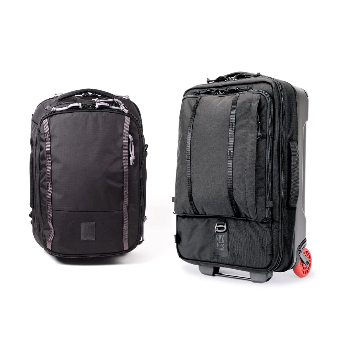 Topo Designs Global Travel Backpack Black, kombiniert mit anderen Topo Designs Taschen.