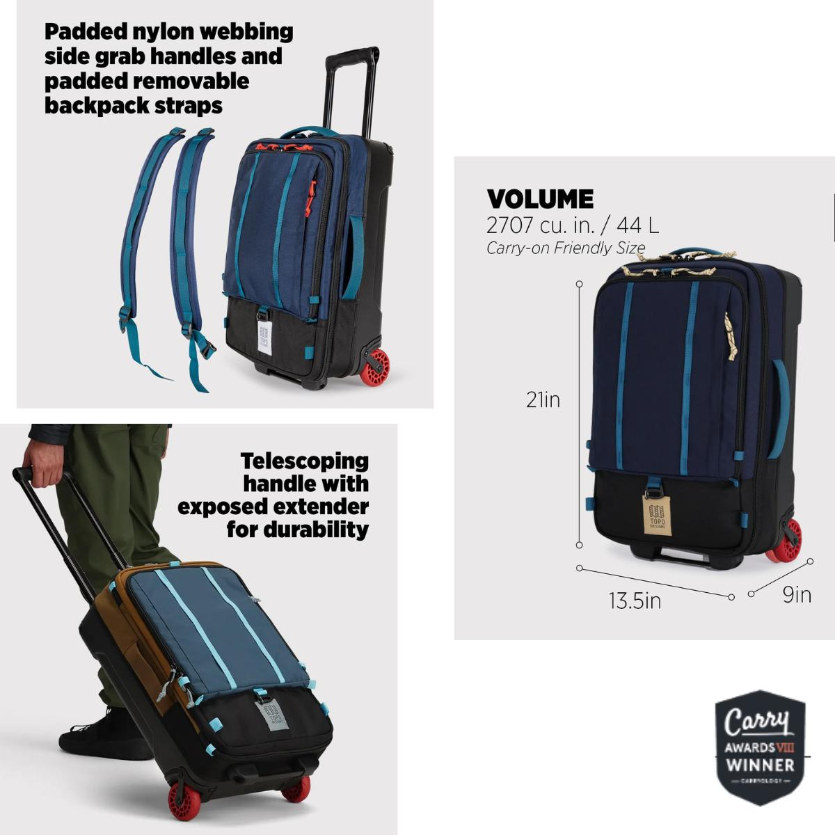 Topo Designs Global Travel Bag Roller Pond Blue/Spice