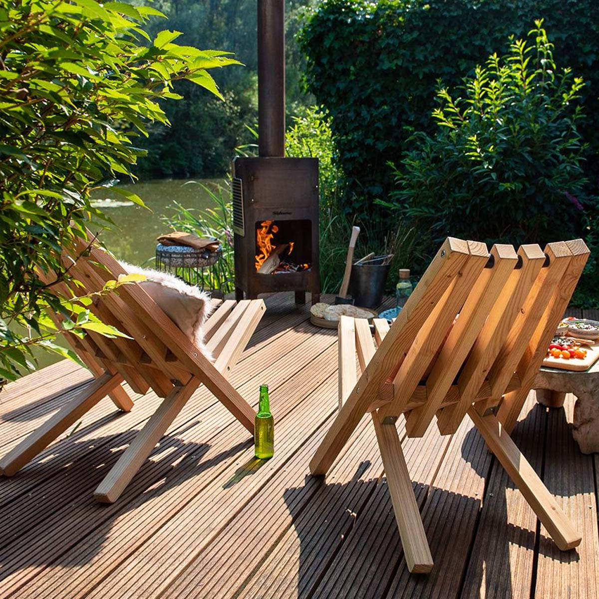 Weltevree Fieldchair, Lounge-Gartenstuhl aus Holz